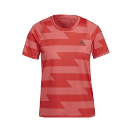 ADIDAS Maglia Running Fast All Over Print Rosso Donna