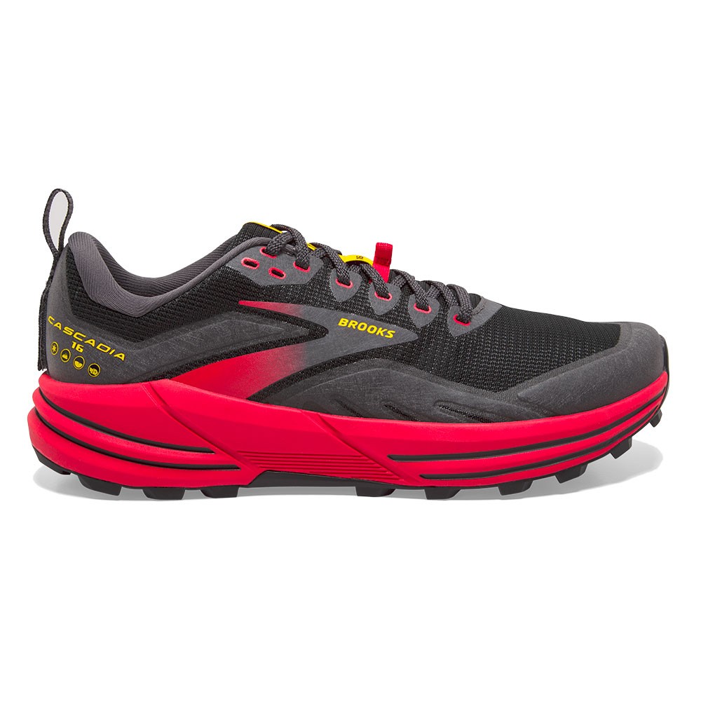 Brooks Cascadia 16 Nero Rosso Giallo Scarpe Trail Running Uomo