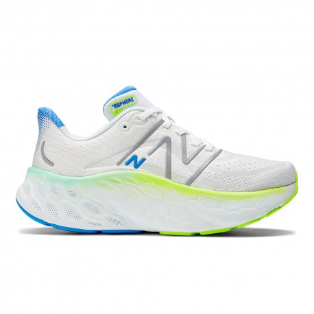 New Balance Fresh Foam More V4 Bianco Fluo Blu - Scarpe Running Donna