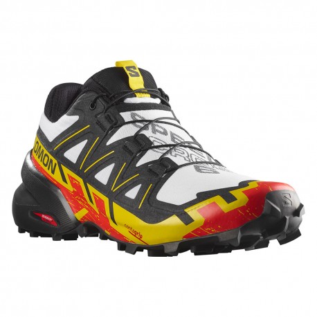 Salomon Speedcross 6 Bianco Nero Empire Giallo - Scarpe Trail Running Uomo
