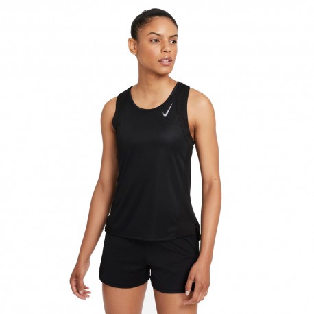 Nike Canotta Running Df Race Nero Reflective Argento Donna