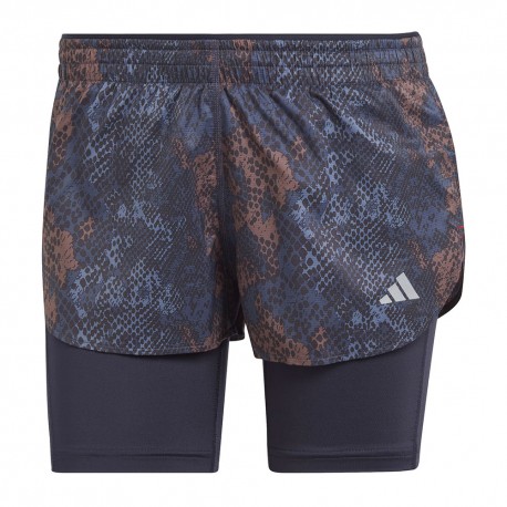 ADIDAS Pantaloncini Running Fast 2In1 Aop Nero Donna