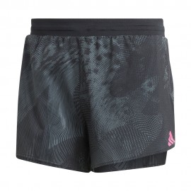ADIDAS Pantaloncini Running Adizero Split Nero Grigio Uomo