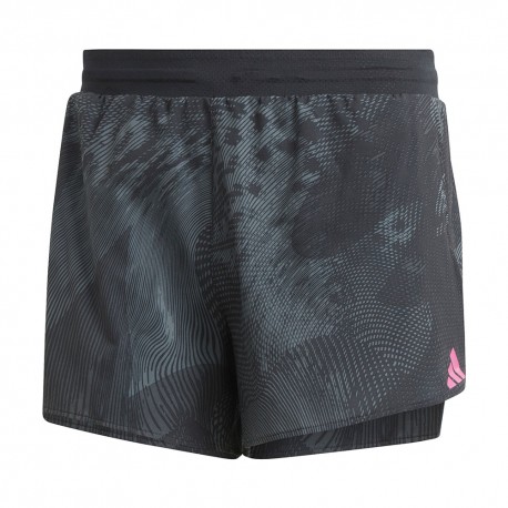 ADIDAS Pantaloncini Running Adizero Split Nero Grigio Uomo