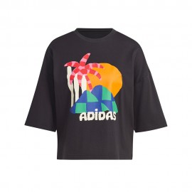ADIDAS Maglietta Palestra Crop Fantasia Nero Donna