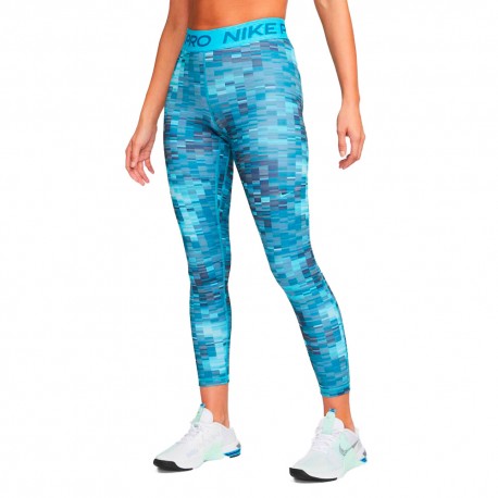 Nike Leggings Sportivi Pro Aop Azzurrro Donna