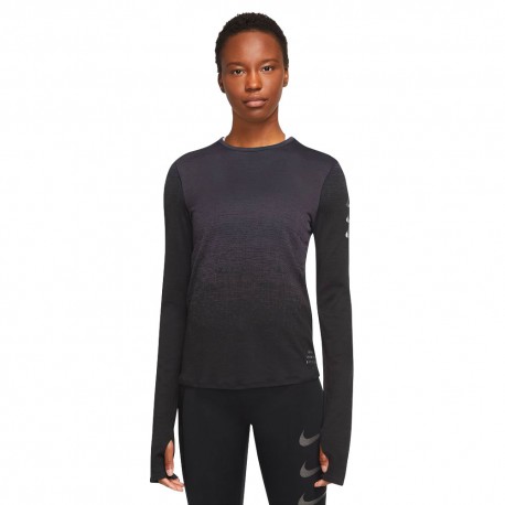 Nike Maglia Running Ml Run Dvs Gridiron Nero Donna