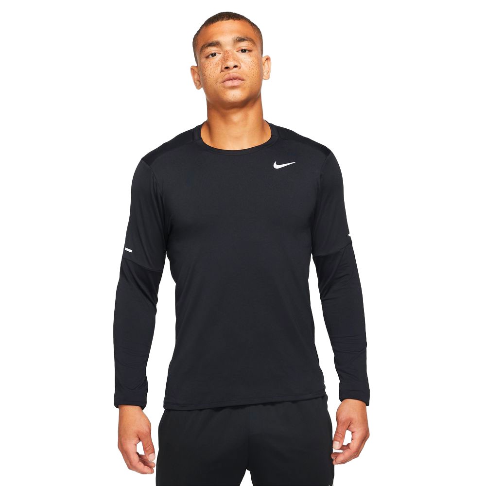 Nike Maglia Running Ml Df Element Crew Nero Reflective Argento Uomo