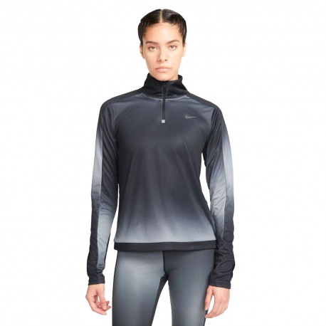 Nike Maglia Running Ml Hz Swoosh Print Nero Reflective Argento Donna