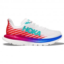 Hoka Mach 5 Bianco Rosso Azzurro - Scarpe Running Donna