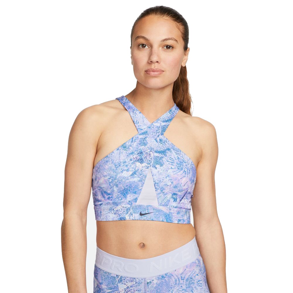 Nike Reggiseno Sportivo Fantasia Medium Support Azzurro Donna