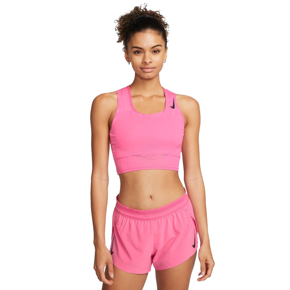 Nike Crop Top Running Aeroswift Rosasicle Nero Donna