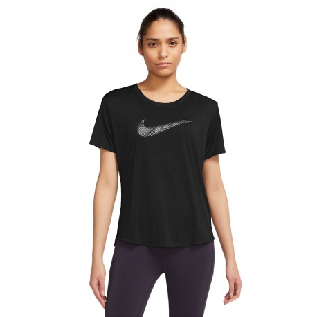 Nike Maglia Running Mm Run Swoosh Nero Bianco Donna