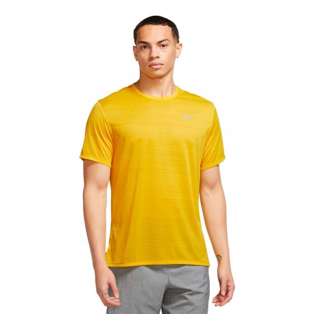 Nike Maglia Running Miler Breathe Vivid Sulfur Reflective Argento Uomo