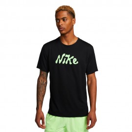 Nike T-Shirt Running Miler S72 Nero Lime Uomo