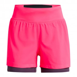 Under Armour Pantaloncini Running 2In1 Rosa Shock Donna