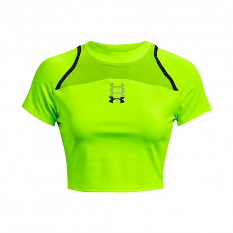 Under Armour T-Shirt Running Anywhere Crop Lime Surge Donna