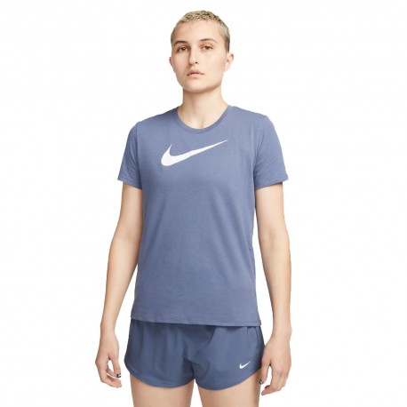 Nike Maglietta Palestra Logo Azzurro Donna