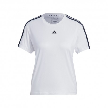 ADIDAS Maglietta Palestra Essential 3 Stripe Bianco Nero Donna