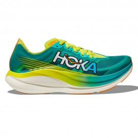 Hoka Rocket X 2 Azzurro Verde Giallo - Scarpe Running Uomo