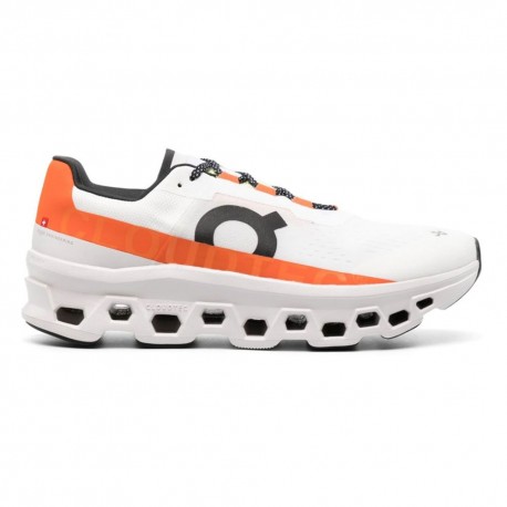 On Cloudmonster Undyed Bianco Arancio - Scarpe Running Uomo