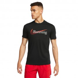 Nike T-Shirt Running Df Heritage Run Nero Uomo