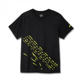 Brooks T-Shirt Running Distance Nero Br Logo Uomo
