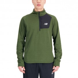 New Balance Maglia Running Mezza Zip Manica Lunga Verde Uomo