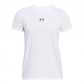 Under Armour Maglietta Palestra Logo Centrale Bianco Donna