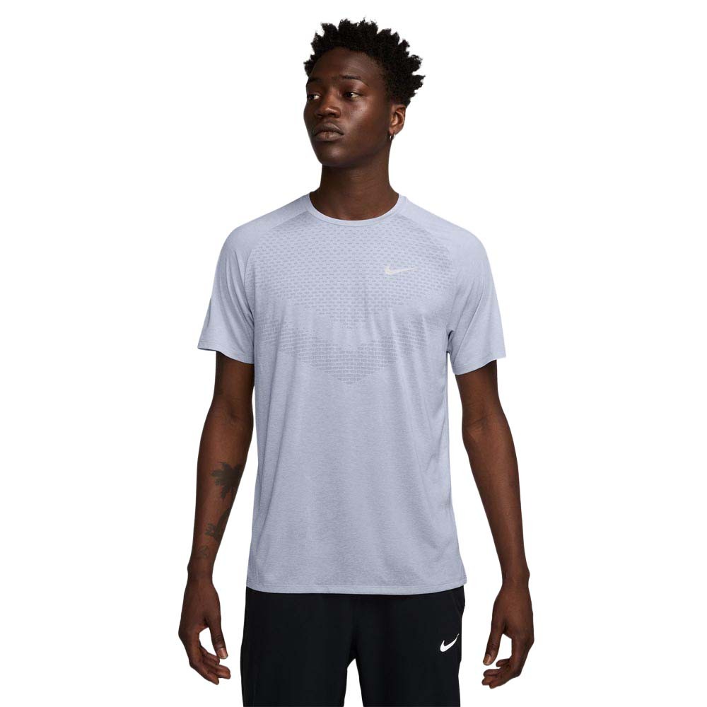 Nike T-Shirt Running Stride Ghost Argento Uomo