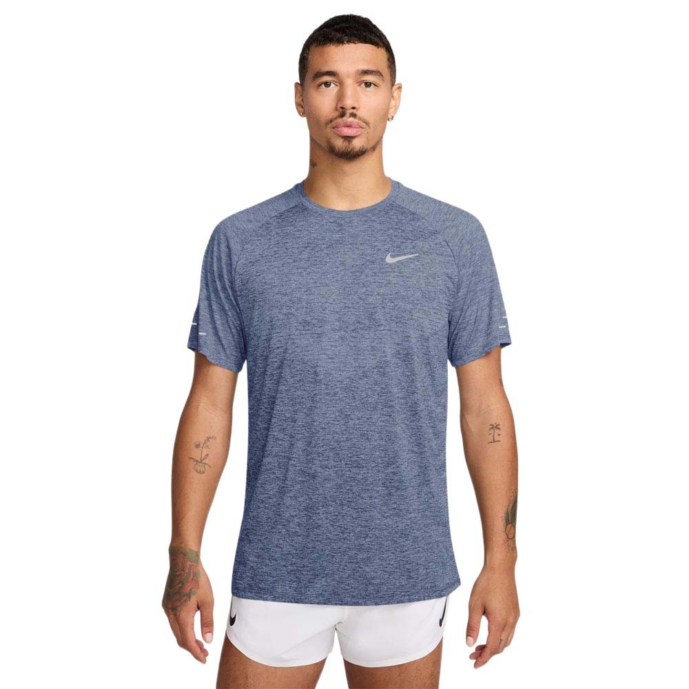 Nike T-Shirt Running Stride Indigo Argento Uomo