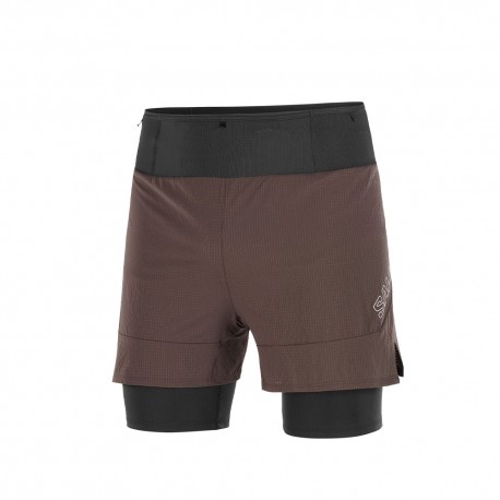 Salomon Short Trail Running Sense 2In1 Coffee Bean Uomo