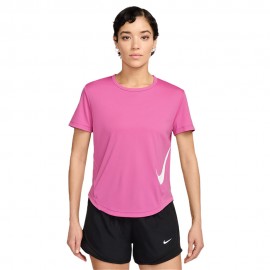 Nike T-Shirt Running Tempo Swoosh Run Ful Rosa Bianco Donna