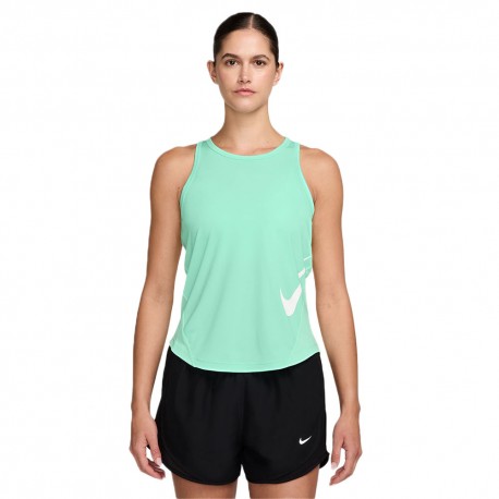 Nike Canotta Running Tempo Swoosh Run Mint Bianco Donna