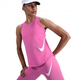 Nike Canotta Running Tempo Swoosh Run Ful Rosa Bianco Donna