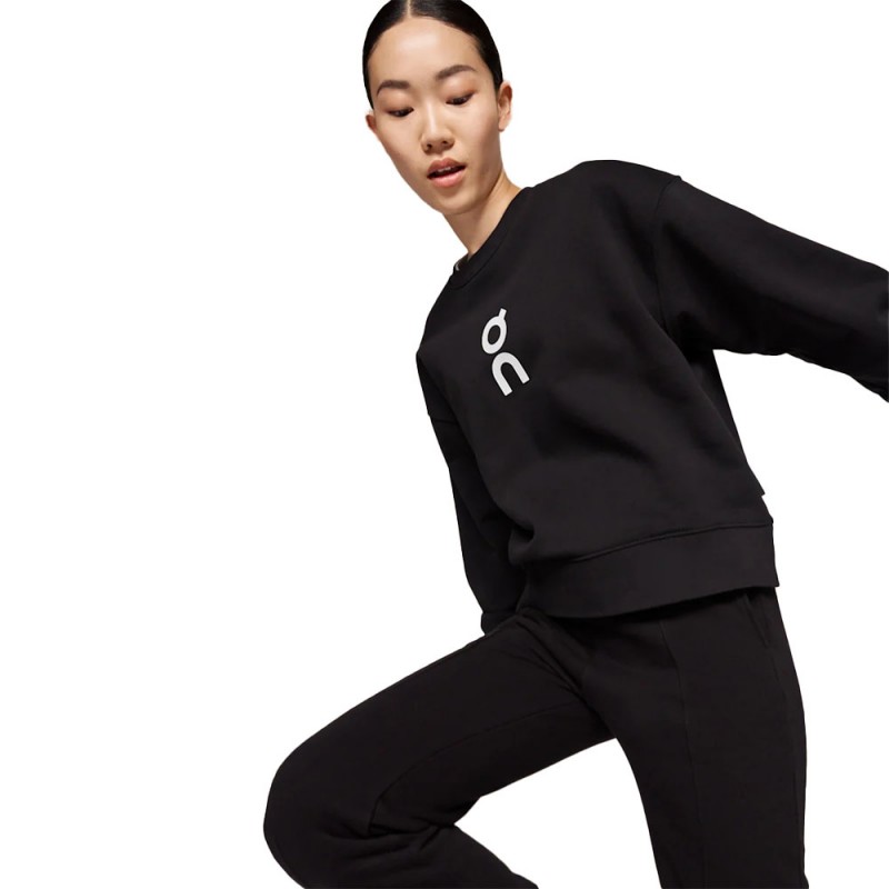 On Felpa Girocollo Club Crew Nero Donna On Felpa Girocollo Club Crew Nero Donna