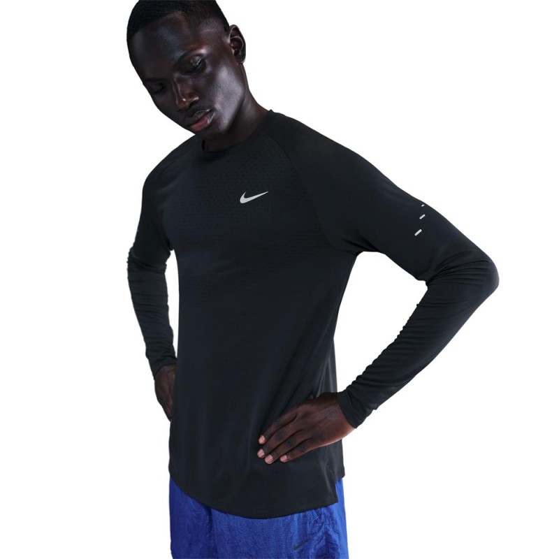 Nike Stride Maglia Running Crewneck Nero Uomo