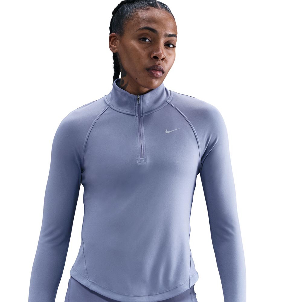 Nike Tempo Swoosh Maglia Running Hbr World Indigo Argento Donna
