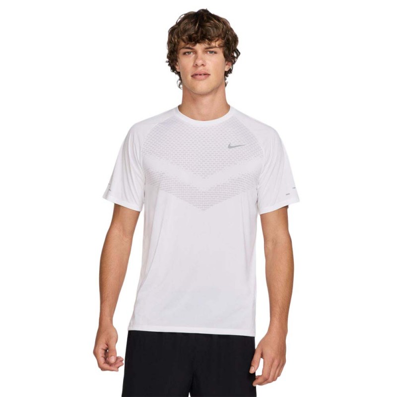 Nike Stride T-Shirt Running  Bianco Reflective Argento Uomo
