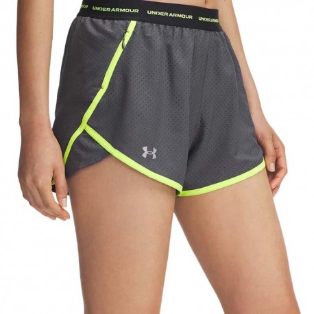 Under Armour Pantaloncini Running Fly By 3" Novelty Castlerock High Vis Giallo Donna