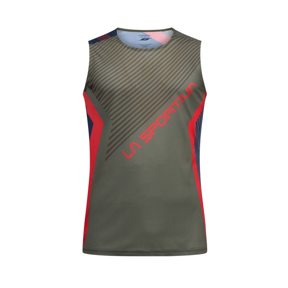 La Sportiva Canotta Trail Running Flow Mountain Rosso Cypress Uomo