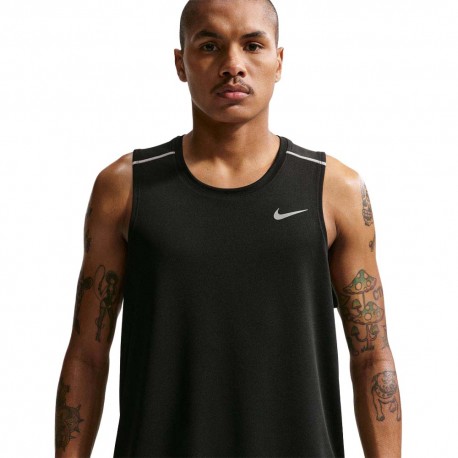 Nike Miler Canotta Running Nero Reflective Silv Uomo
