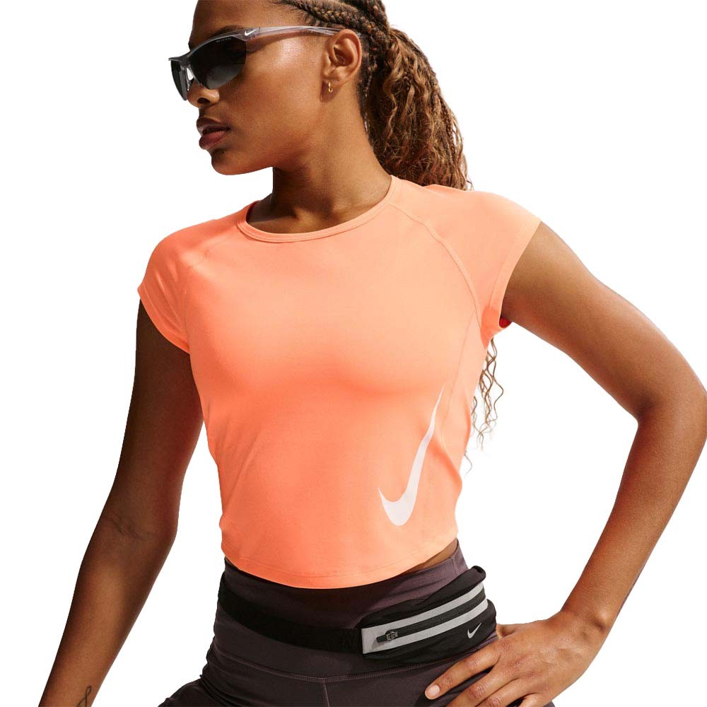 Nike Tempo Swoosh T-Shirt Running Arancio Pulse Reflective Silv Donna