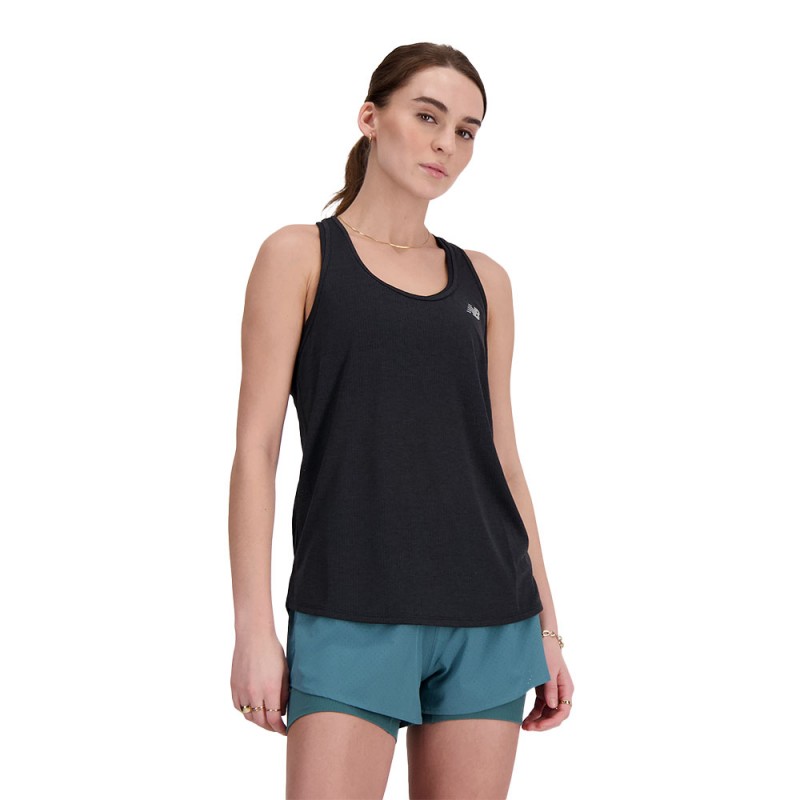 New Balance Canotta Running Run Athletic Nero Heather Donna