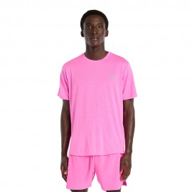 New Balance T-Shirt Running Athlerics Rosa Heat Heather Uomo