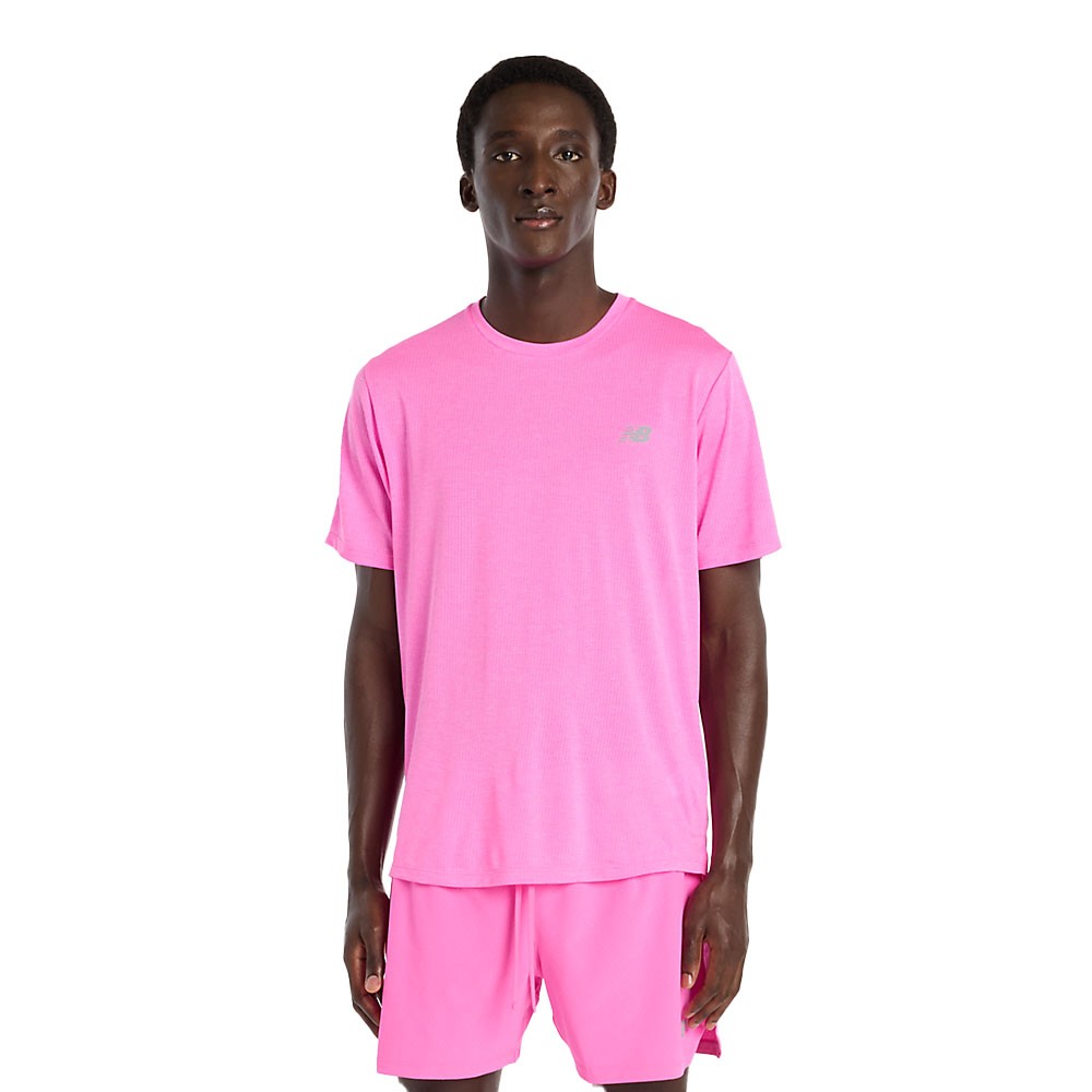 New Balance T-Shirt Running Athlerics Rosa Heat Heather Uomo