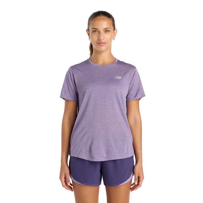 New Balance T-Shirt Running Athletics Candied Violet Heather Donna