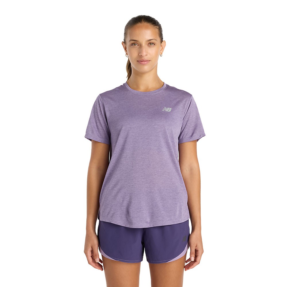 New Balance T-Shirt Running Athletics Candied Violet Heather Donna
