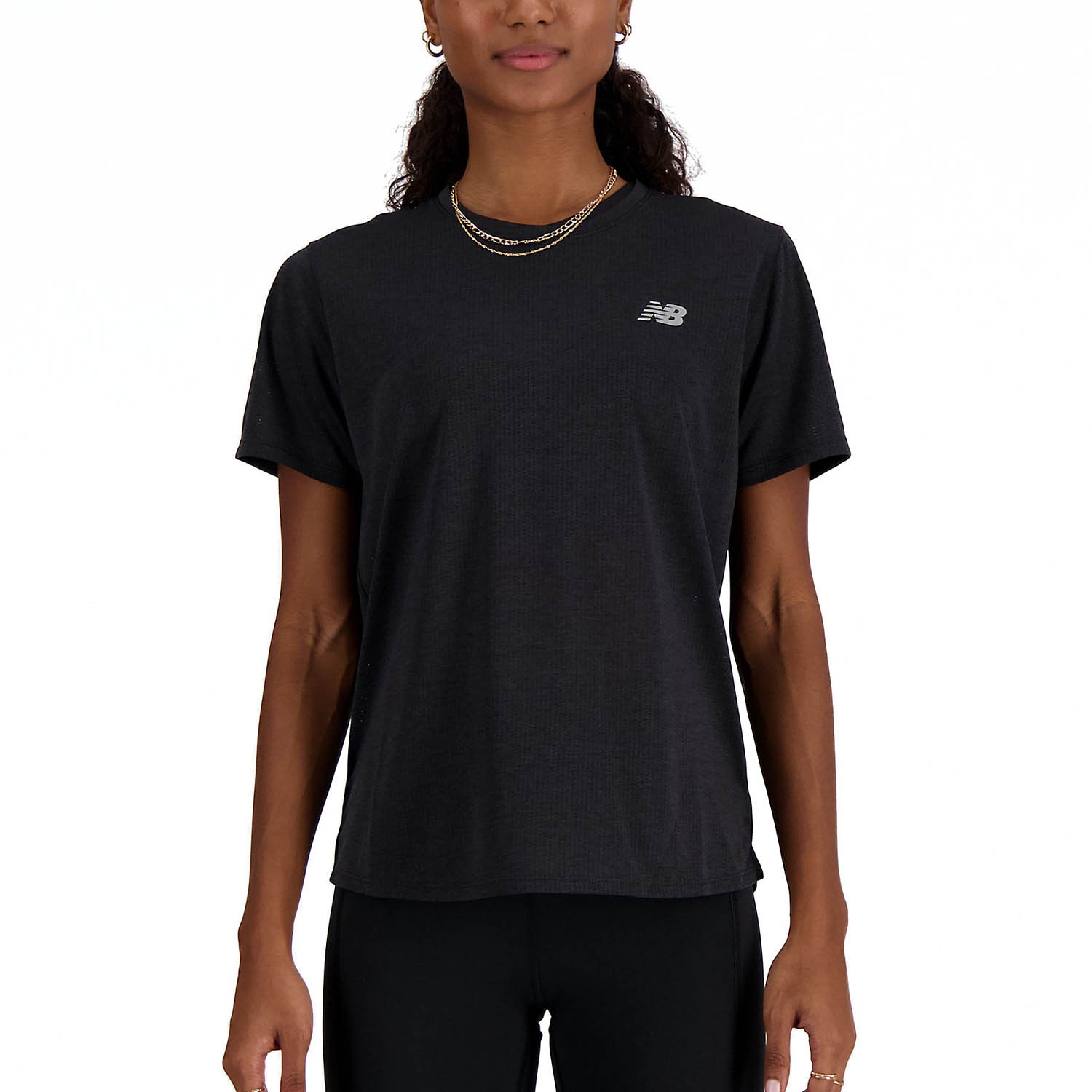 New Balance T-Shirt Running Run Athletic Nero Heather Donna