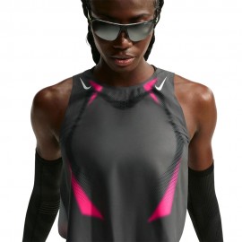 Nike Crop Canotta Running Aeroswift Grigio Volt Bianco Donna